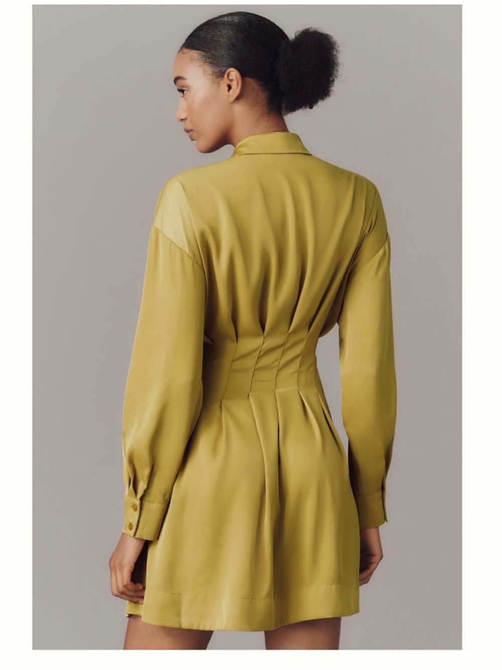 THE TOBIE LONG SLEEVE SATIN MINI SHIRT  DRESS - Picture 2 of 9
